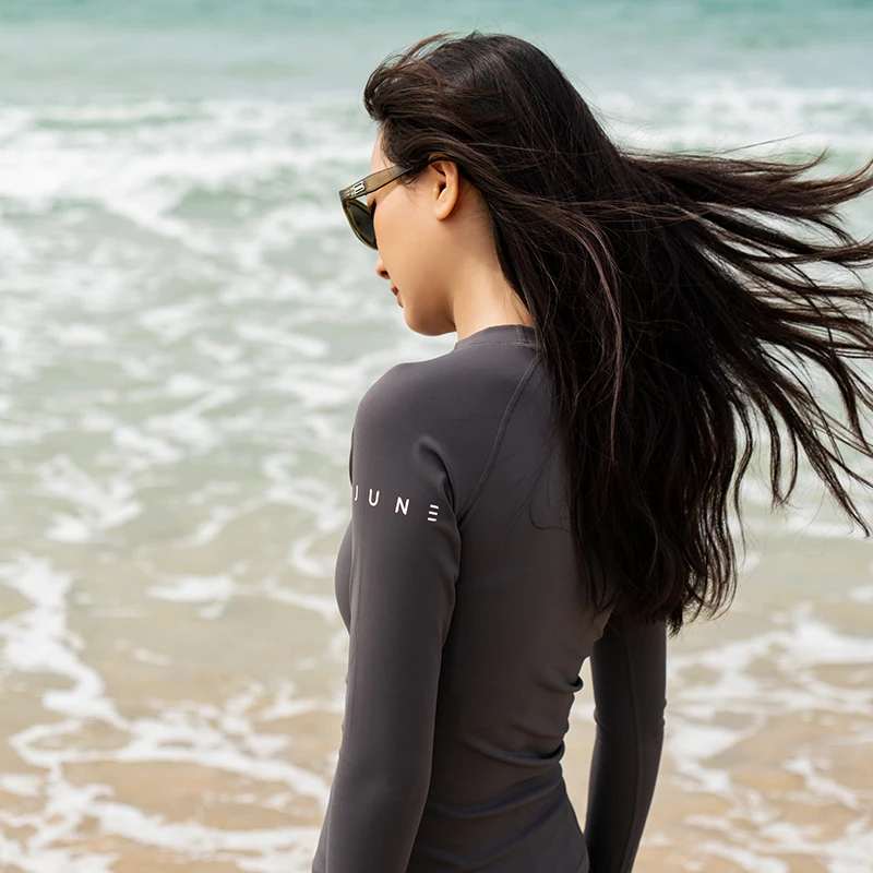 Nu-June Women Two Piece Rash Guard Swimsuit Long Sleeve UPF50 Sun Protection Diving Swimwear Surf Snorkeling Wetsuit