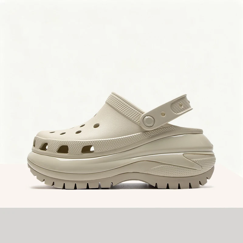 Crocs Classic Mega Crush Clog Off-White Classic Simple Breathable Durable Non-Slip 6.1cm Slip-On Unisex Clog 207988-2Y2