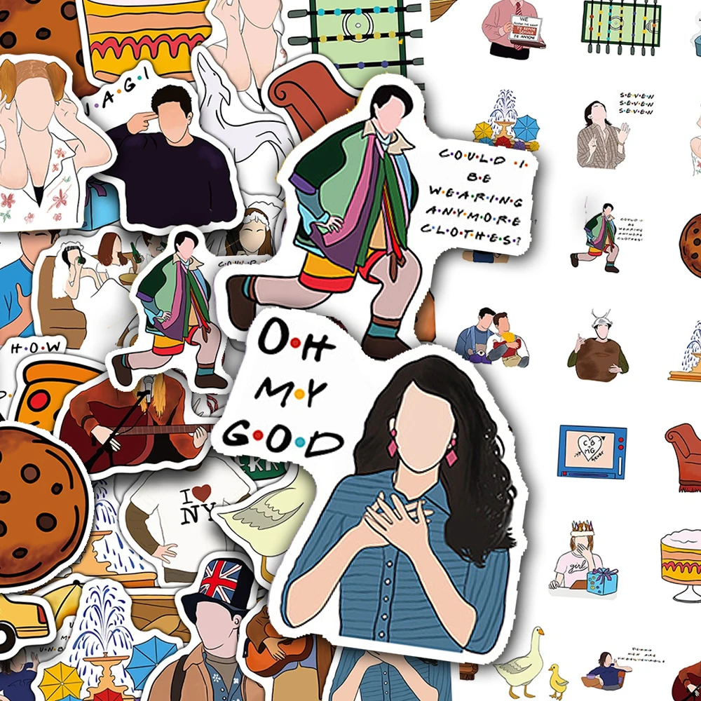 

10/30/50pcs Hot TV Show Friends Cartoon Stickers Decals DIY Stationery Luggage Phone Guitar Funny Graffiti Sticker Calssic Toys