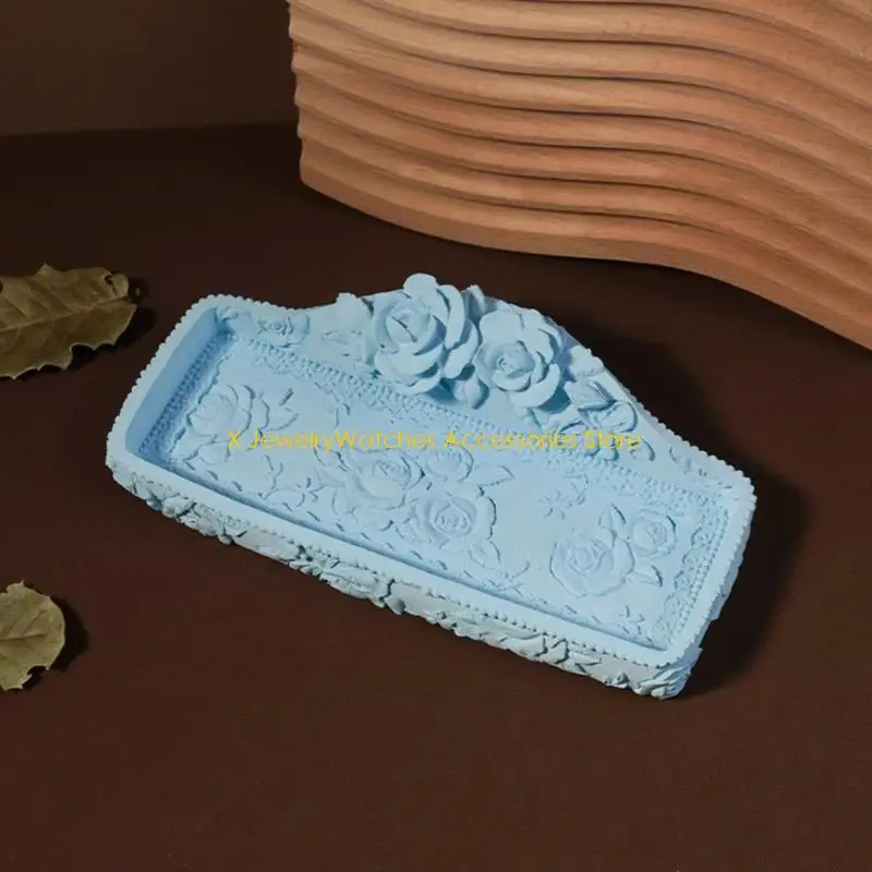 

31KD Silicone Rose Embossing Tray Mold Earring Tray Moulds Dish Crafting Molds Silicone Tray Mold Jewelry Display Tray Moulds