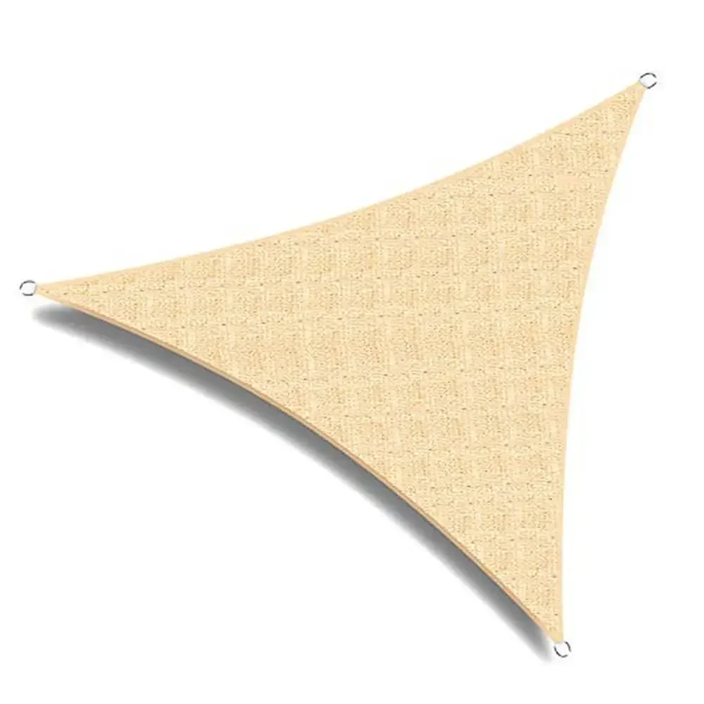 20ft Oversized Triangle Garden Patio Sun Shade Sail UV Protected Desert Sand Easy Installation High Quality Heavy Duty PE Fabric