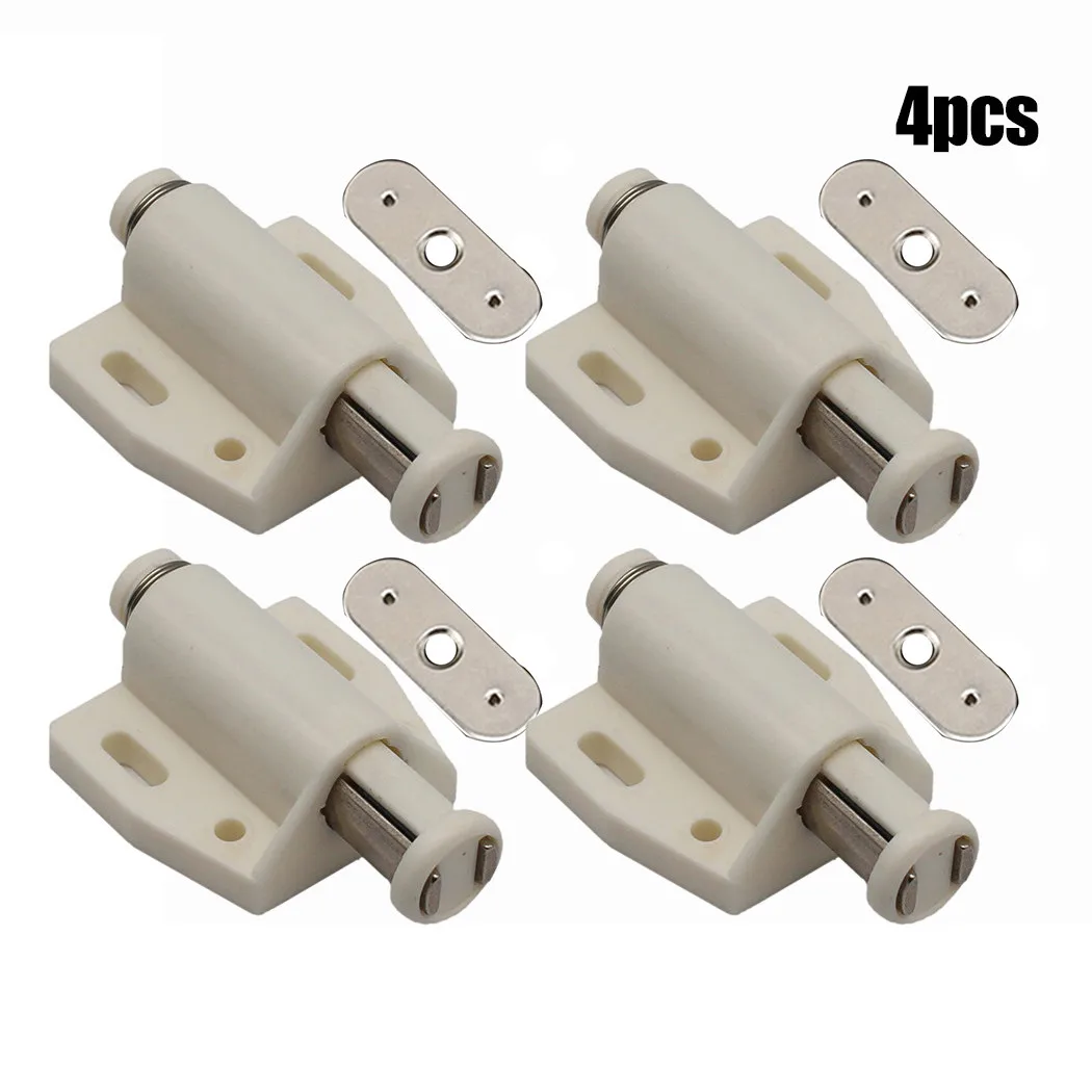 

100% Brand New High Quality Practical Latch Single Magnetic 4Pcs Black/beige Cabinet Doors Cupboard Doors Plastic+iron