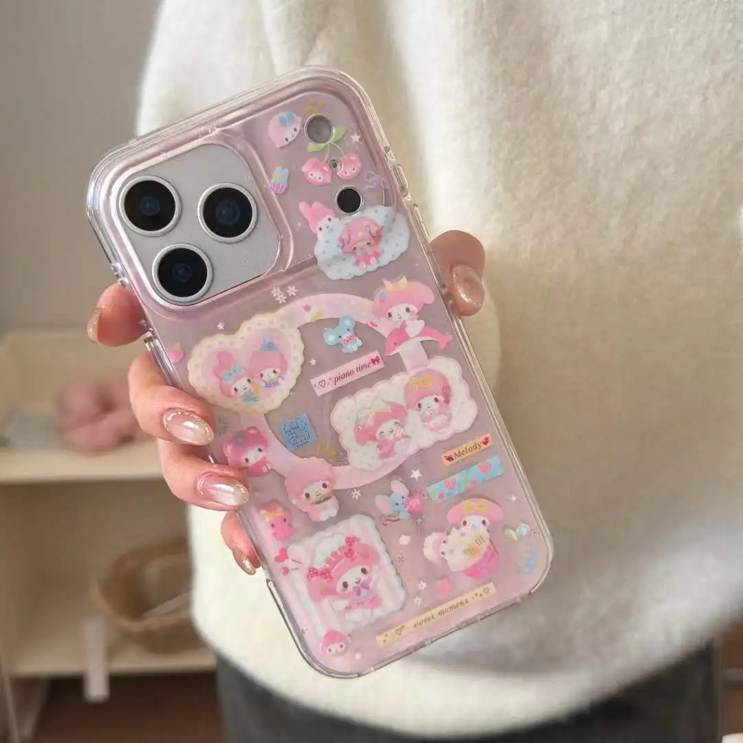 

Luxury pink My Melody Magnetic Grip Tok Holder Magsafe Case protection for iPhone 17 16 15 13 14 Pro Max Plus kawaii Y2K Coque﻿