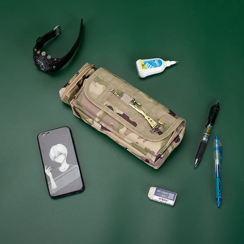 Imagem -06 - Estojo de Lápis Camuflado para Meninos Bolsa Lápis Estilo Soldado Papelaria de Alta Capacidade Material Escolar Peça