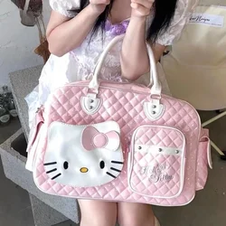 Sanrio Hello Kitty japońska słodka różowa zabawka damska torba na ramię słodka dziewczyna PU skórzana torba Crossbody o dużej pojemności