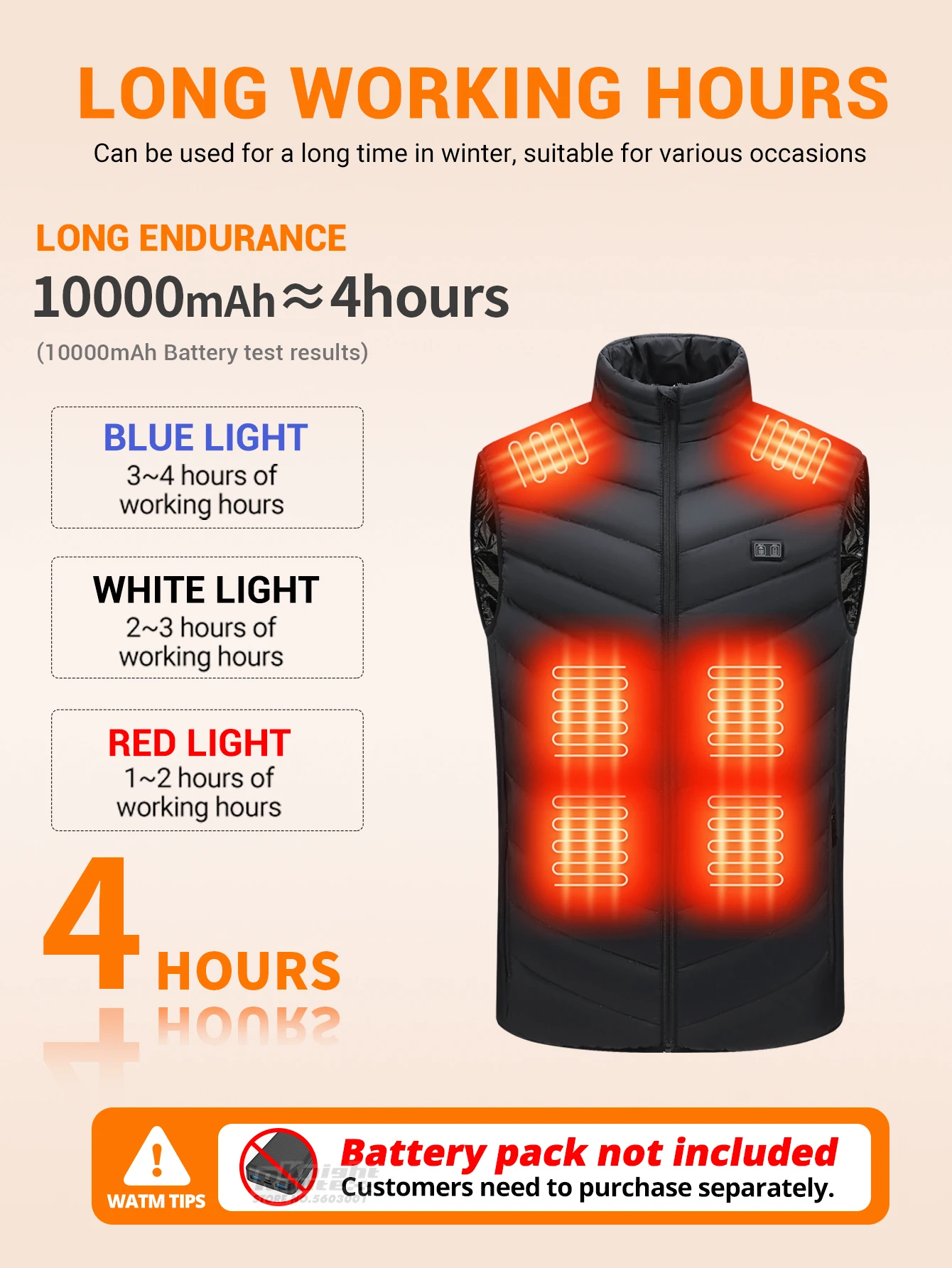 Smart Heating Vest, 15/9/2 Heating Zones,2-Switches,3 temperature options, for Winter Indoor and outdoor activities