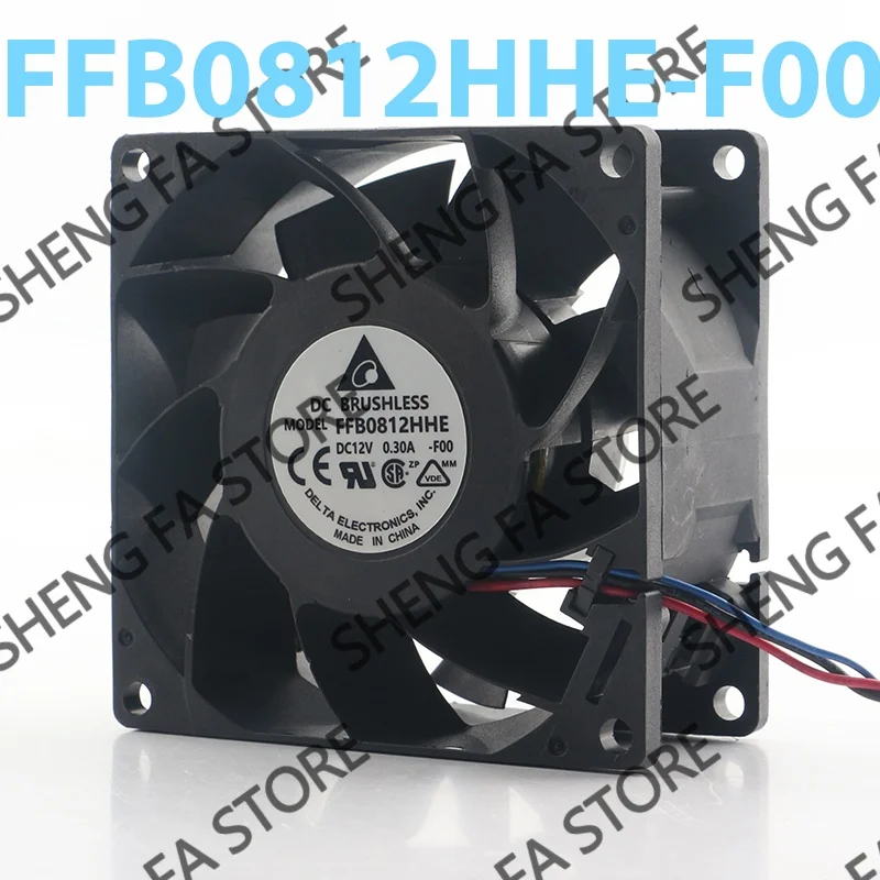 AC EC 8038 80X80X38MM 8CM Cooling Fan FFB0812HHE-F00 Delta 5V 24V 48V DC 12V 0.30A PWM Speed Regulation Silent Dual Ball Bearing