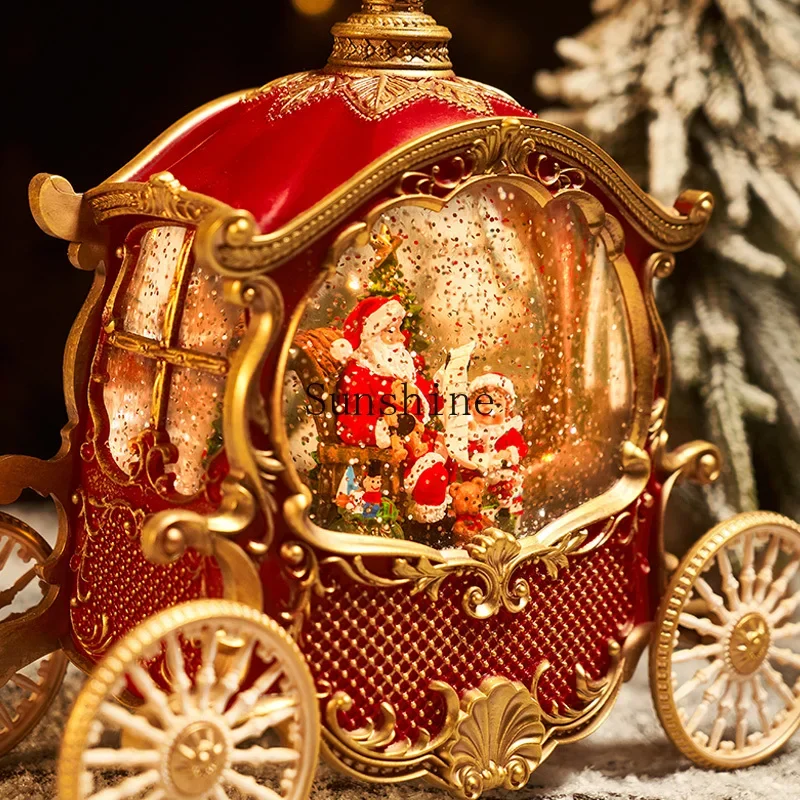 Christmas gift music box carriage old man snow music box crystal ball