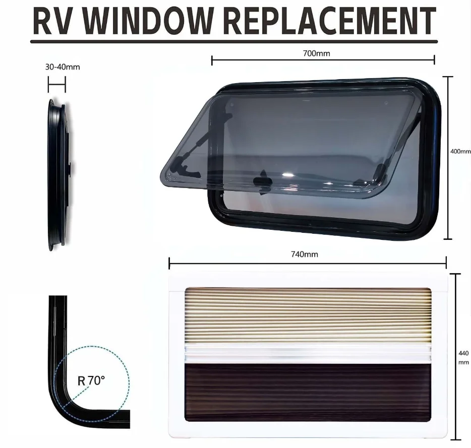

RV Outward Opening Window Acrylic Outward Opening Window Pleated Inner Frame Optional Size RV Accessories Camper windows