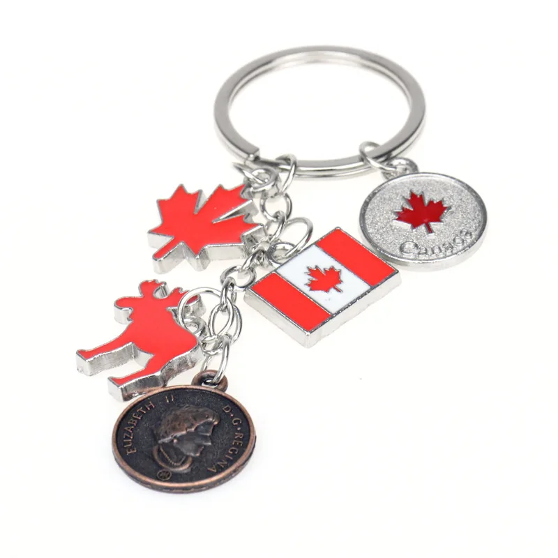 Canadian Flag Pendant Key Ring Cute Souvenir Fashion Keychain Gift Accessories