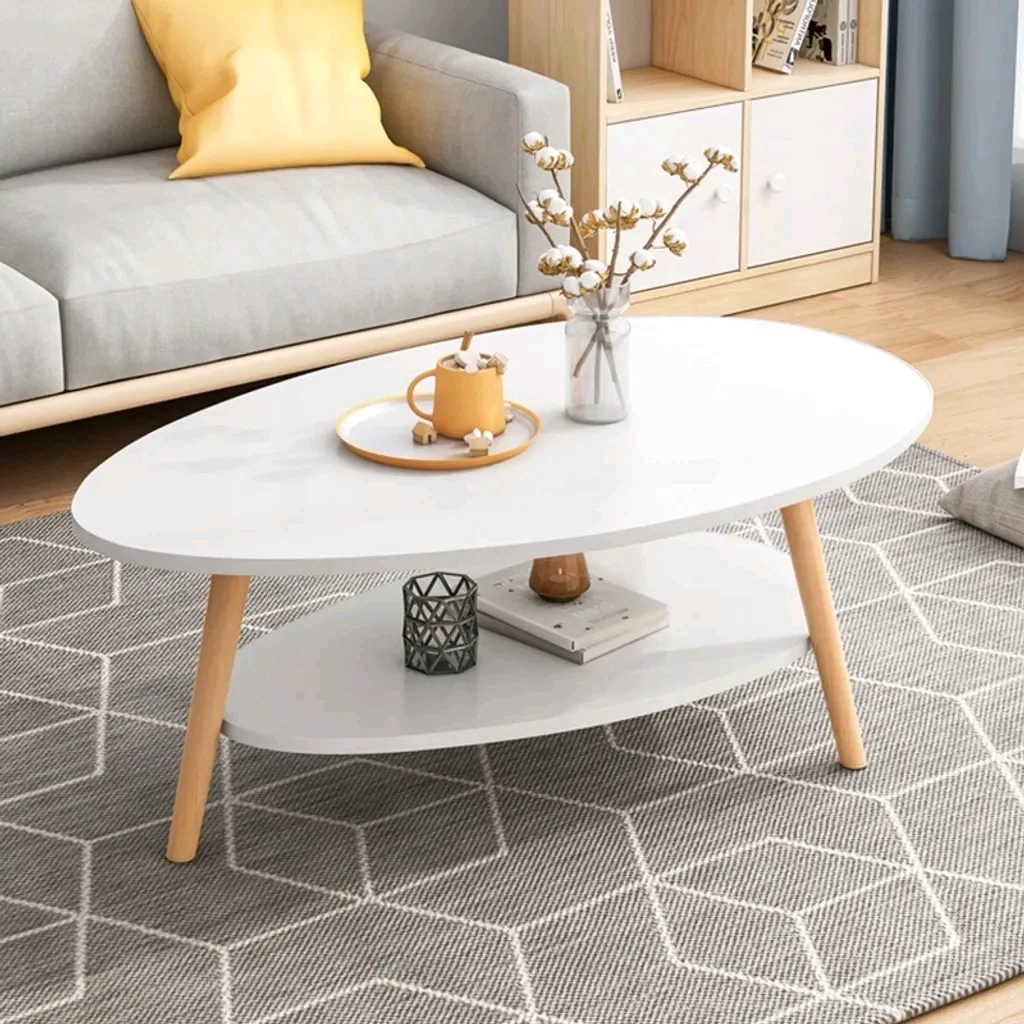 ！@Combohome Coffee Table Wooden Modern Home Decor Side Table Living Room Round Wood Coffee Table