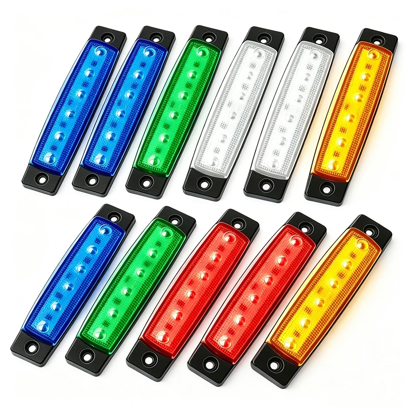 5PCS/10PCS Red Green Yellow White Blue 6 LED 12V 24V Led Side Marker Indicators Front Rear for Boat Trucks RV Trailer Car Lights