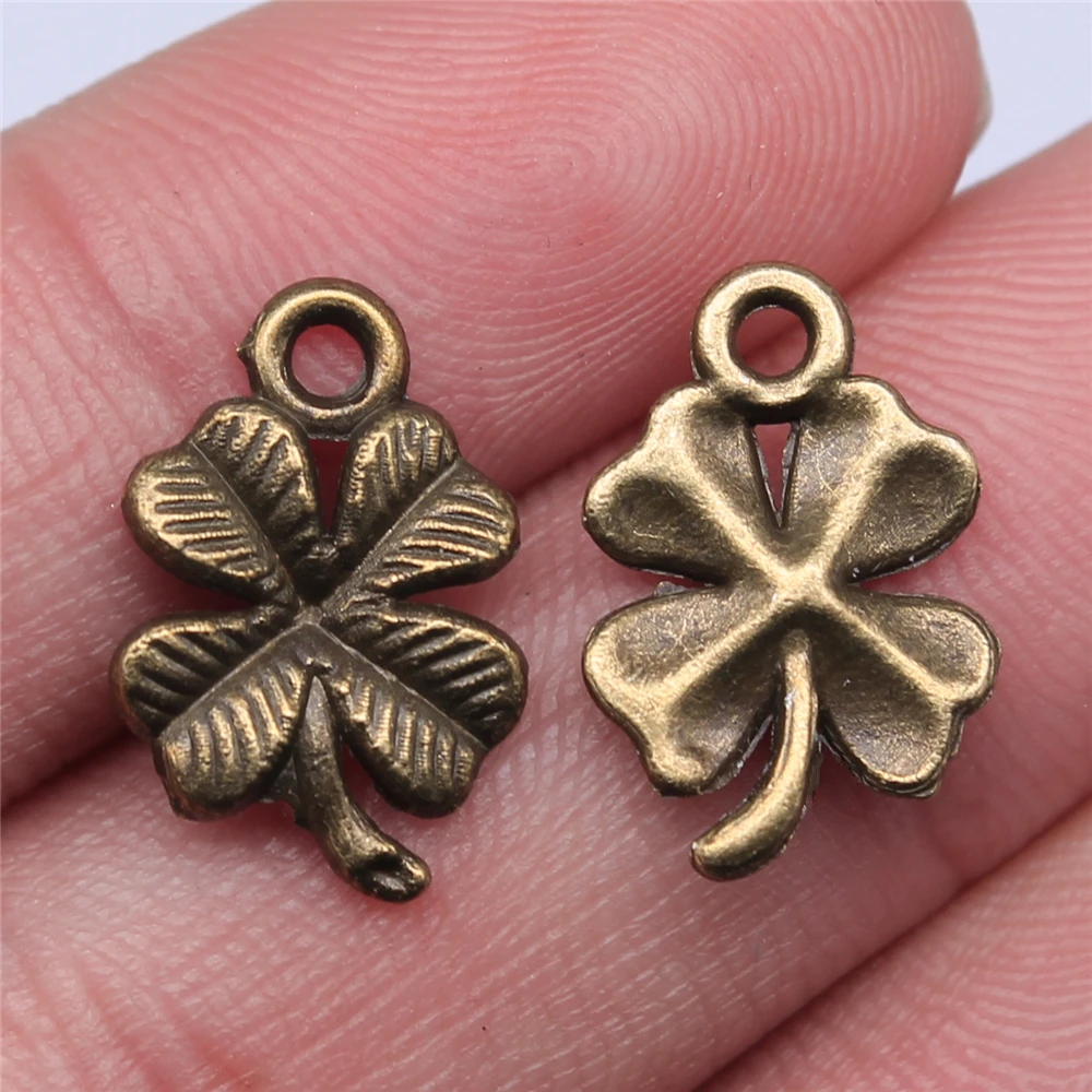 WYSIWYG 20pcs 17x11mm 3 Colors Lucky Irish Four Leaf Clover Charms DIY Handmade Jewelry Pendant