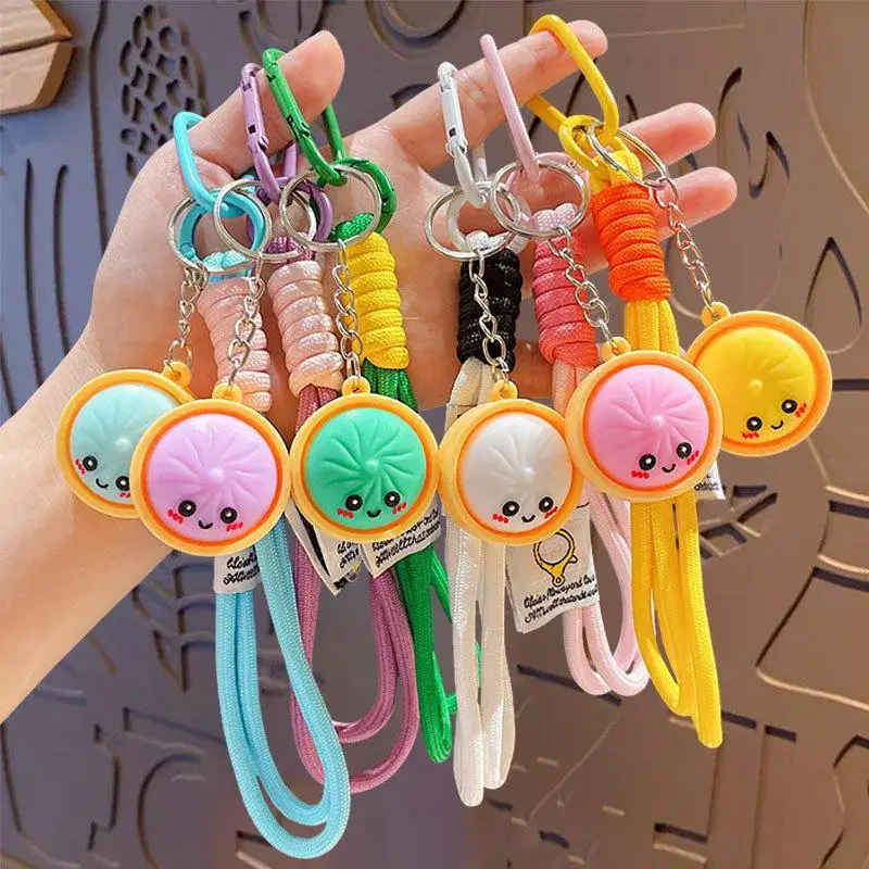 Novelty Food Shaped Keychain 1Pcs Adorable Baozi Dumpling with Steamer for Housewarming Party Favor Gifts