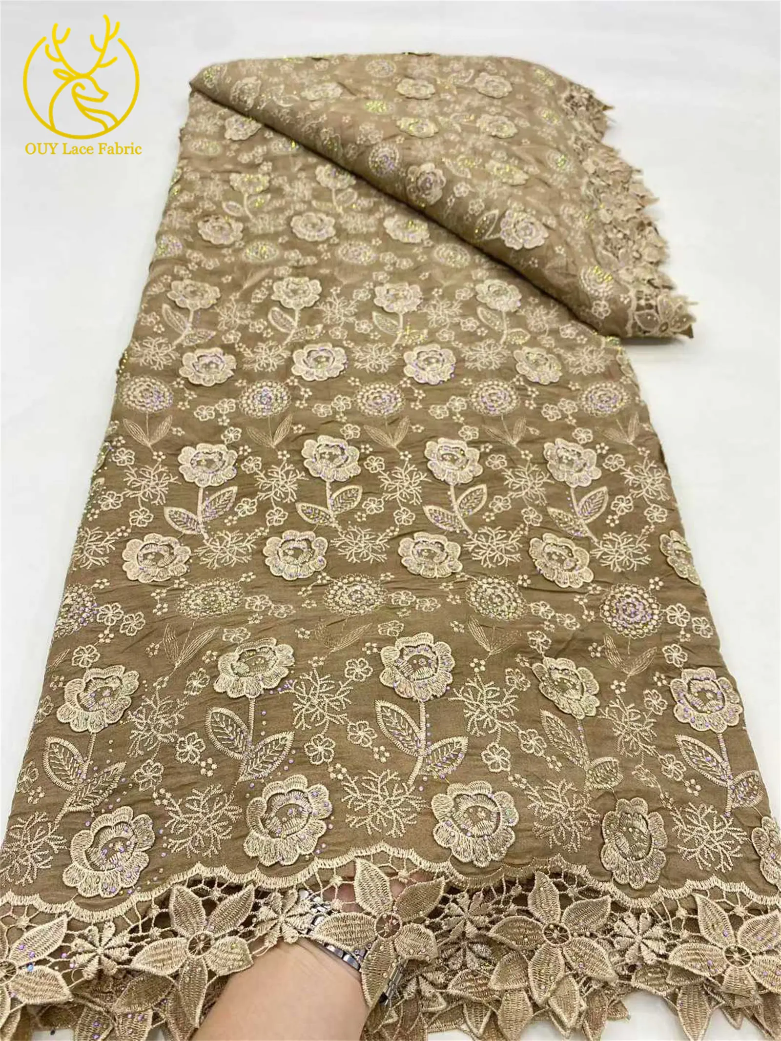 Laranja africano malha leite seda tecido de renda francês austríaco tule chiffon tecido renda 5 metros para vestidos de festa de casamento nupcial