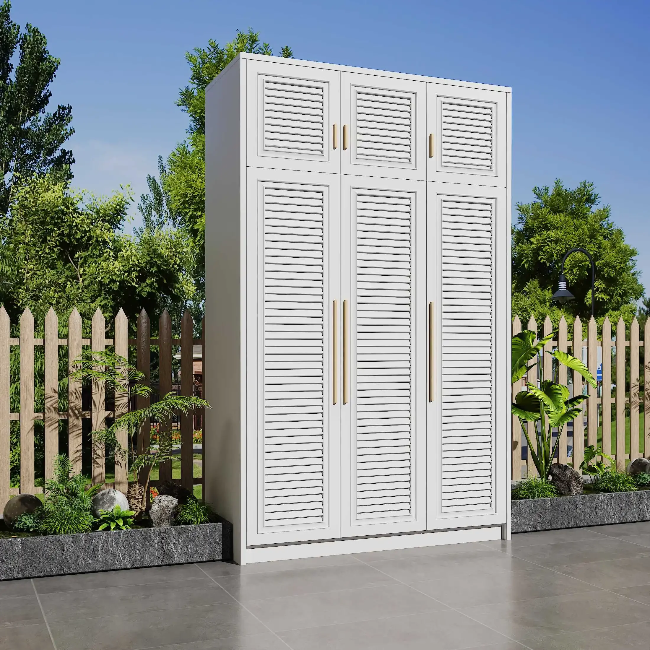 

Outdoor aluminum alloy villa entrance garden courtyard large capacity waterproof sunscreen locker outdoor tool storage cabinet