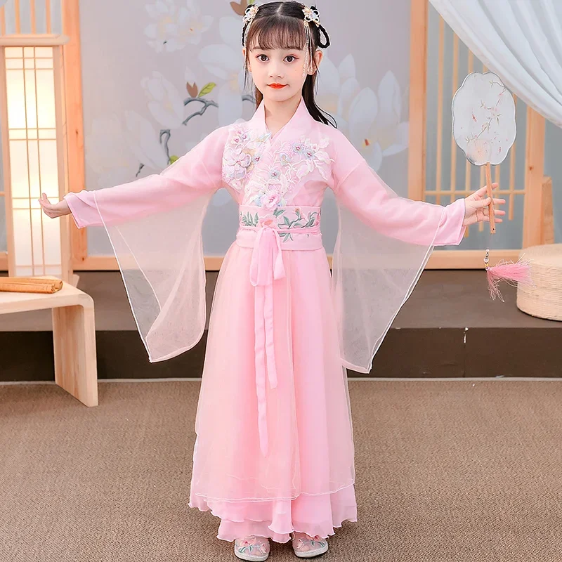 Chinese style ancient costume for girls, super immortal children fairy elegant ancient style princess skirt