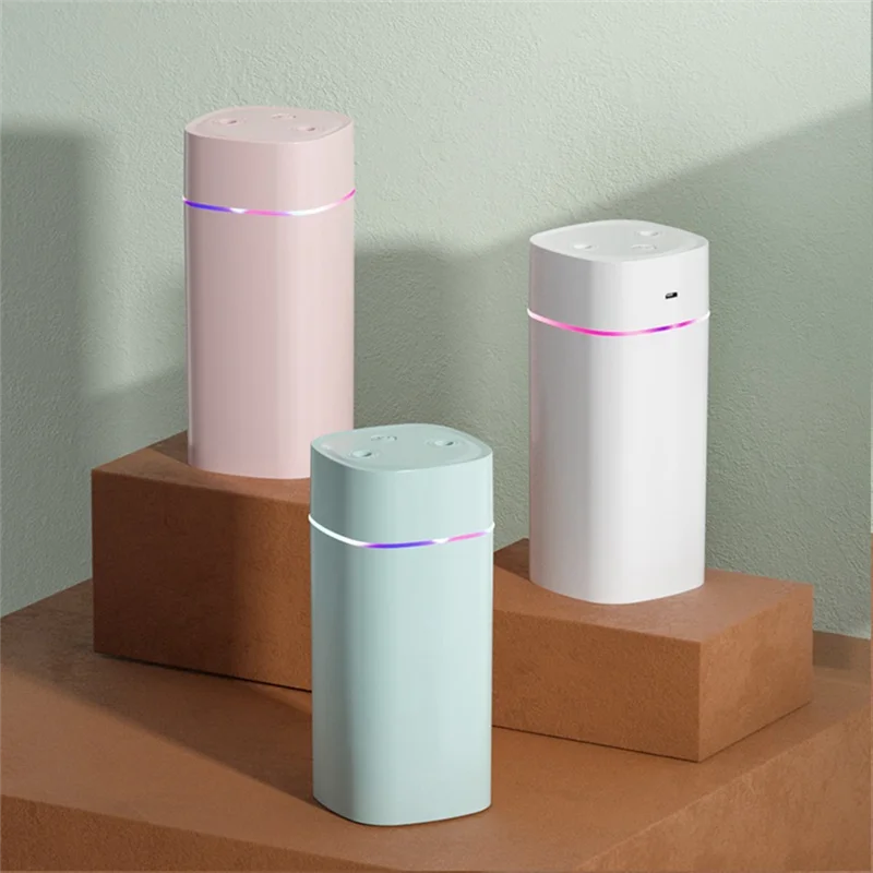 Стабильный красочный ночник, небольшой увлажнитель воздуха с двойным распылением, распылитель воздуха, USB бесшумный домашний увлажнитель воздуха, автомобильный очищающий спрей, белый