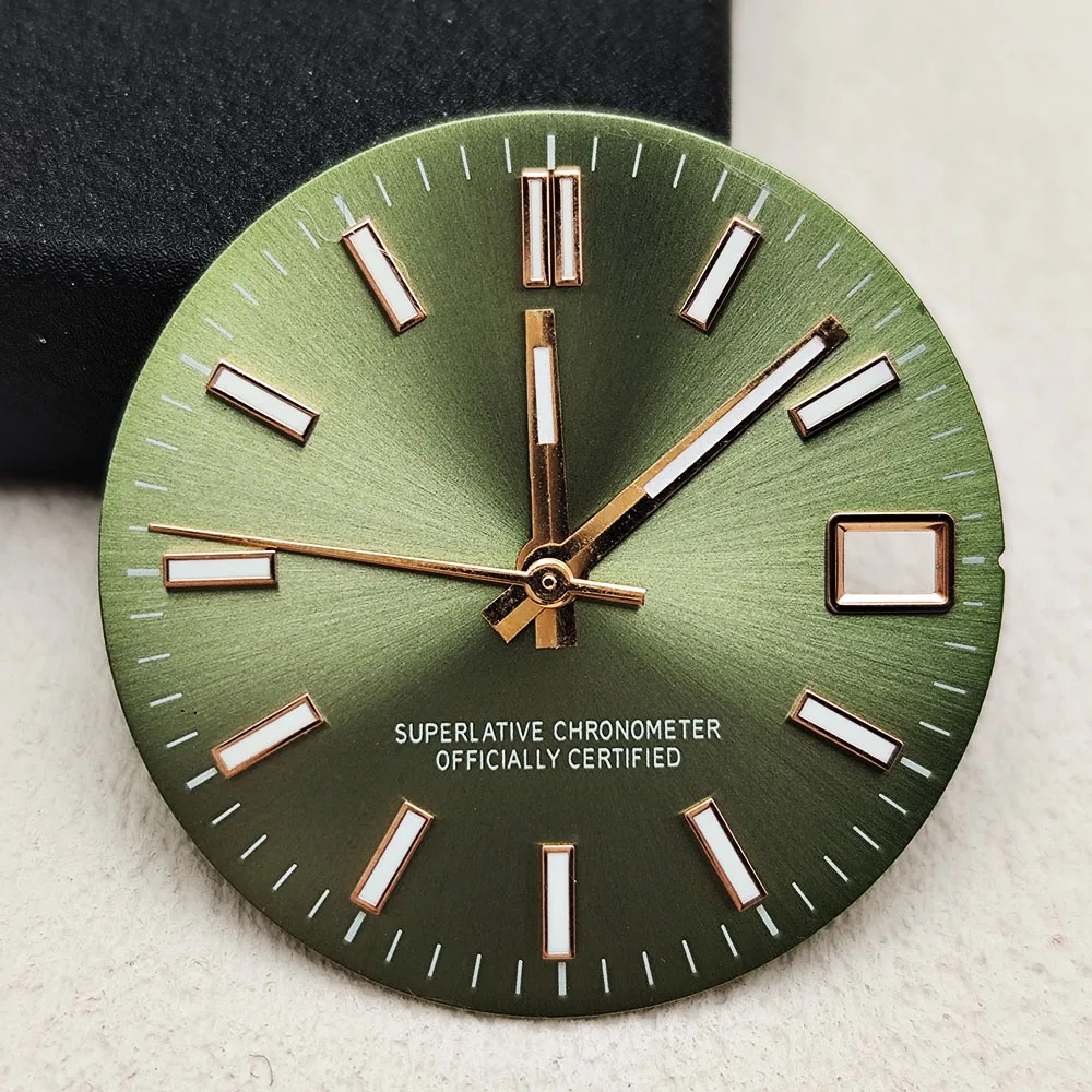 New NH35 dial custom logo 28.5mm dial green luminous dial men's watch accessories suitable for NH35 movement accessories