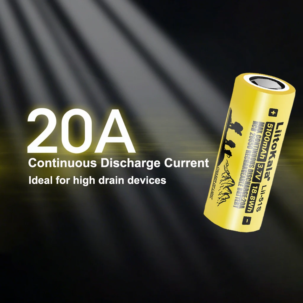 5 peças liitokala Lii-51S 26650 bateria 5100mah 3.7v bateria recarregável de íon de lítio para 26650 lanterna led acumulador laser