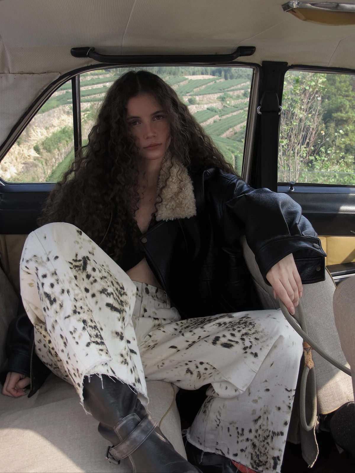 คารีเอโด วินเทอร์ นิว วินเทจ เสื้อแจ็คเก็ตหนังเนื้อสัมผัสพิเศษ  คอปกบุขน  ให้ความอบอุ่น  เสื้อคลุมสำหรับผู้หญิง  สำหรับเดินทาง  แขนยาว