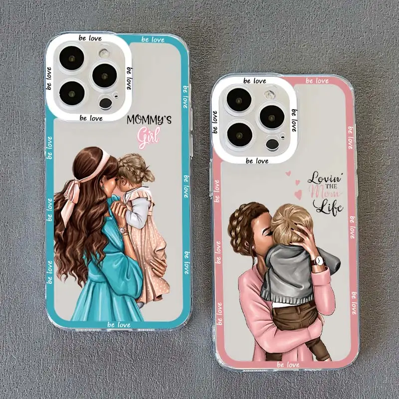 Family Mama Of Girl Mom Angel Eye Clear Phone Case For iPhone 13 12 11 Pro Max 15 14 Pro Max Plus XR XS X 7 8 Plus SE 2020 Cover image 2