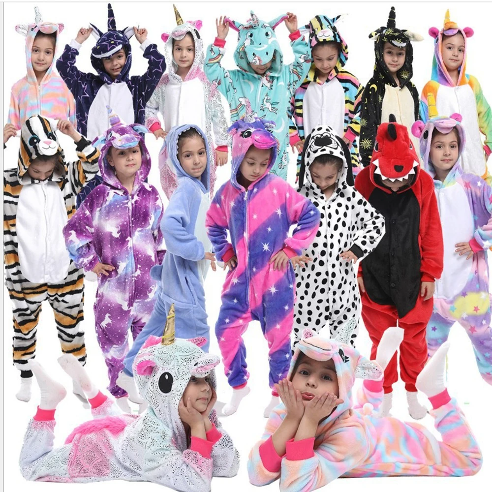 Kids Baby Animal Overalls Jumpsuit Onesie Panda Pajama Sleepwear Girls Cosplay Pyjama Pijamas Children Kigurumi Unicorn Pajamas