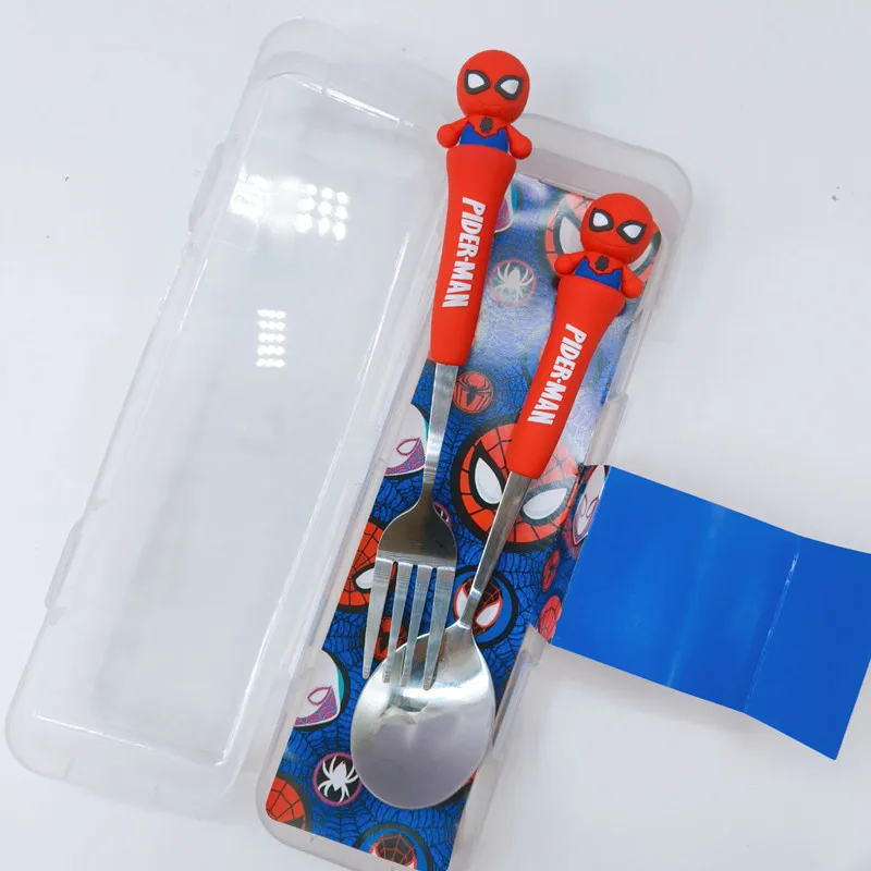 Cooles Besteckset für Kinder mit Helden-Motiv, aus Edelstahl, mit Gabel, Löffel und Messer, ABS-Griff, tragbar, mit Aufbewahrungsbox für Schule, Reisen, als Geschenk für Kinder. – Detail 2