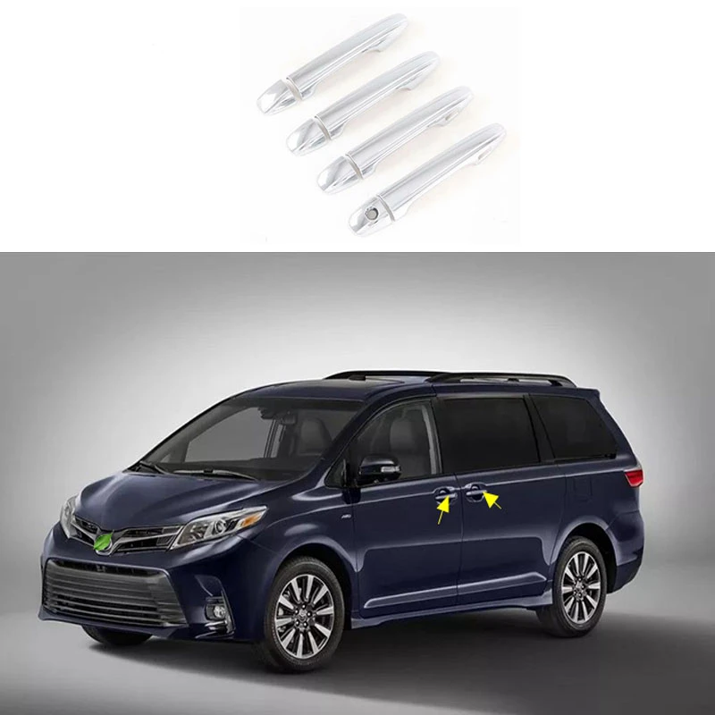 Chrome Door Handle Cover Trim Car Stickers Accessories Fit For Toyota Sienna 2015 2016 2017 2018 2019 2020 Auto parts