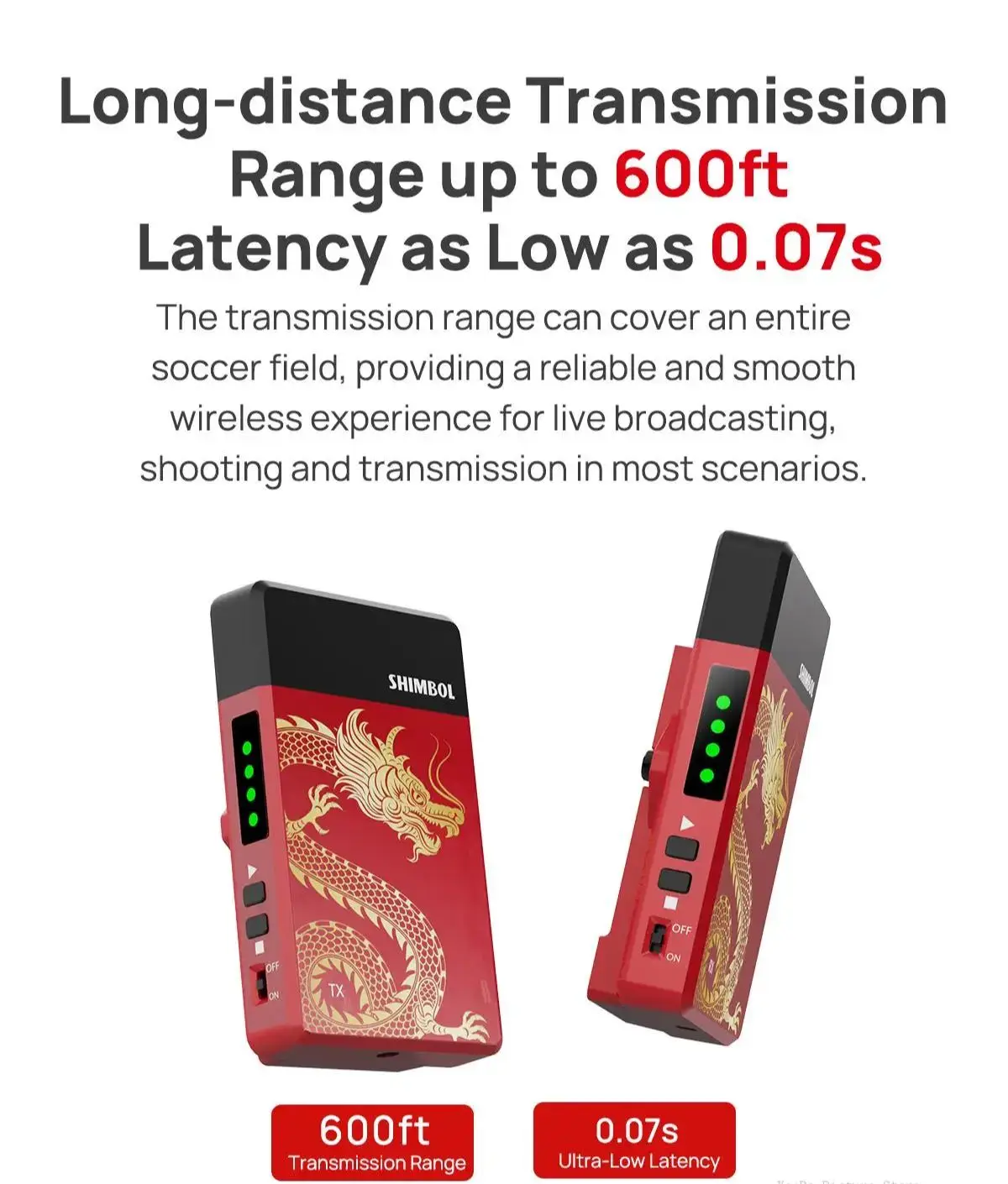 Shimbol TP نظام نقل الفيديو اللاسلكي الصغير 600ft 1080P جهاز ريسيفر استقبال وإرسال الصور لمصدر الفيديو صانع الأفلام TikTok