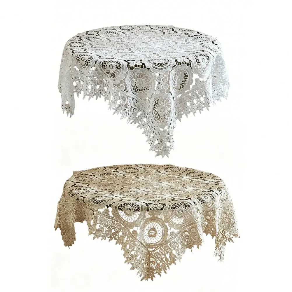 Light Coffee Embroidered Table Cloth European Lace Tea Table Cloth Home Decor Tablecloths Table Cover Shower Party Decoration
