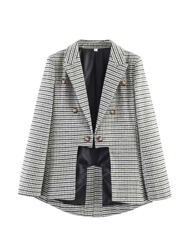 

Women Spring Autumn Blazers Coats 2026 Fashion Plaid Asymmetry Long Sleeve Female Elegant Street Blazer Outerwear Clothing