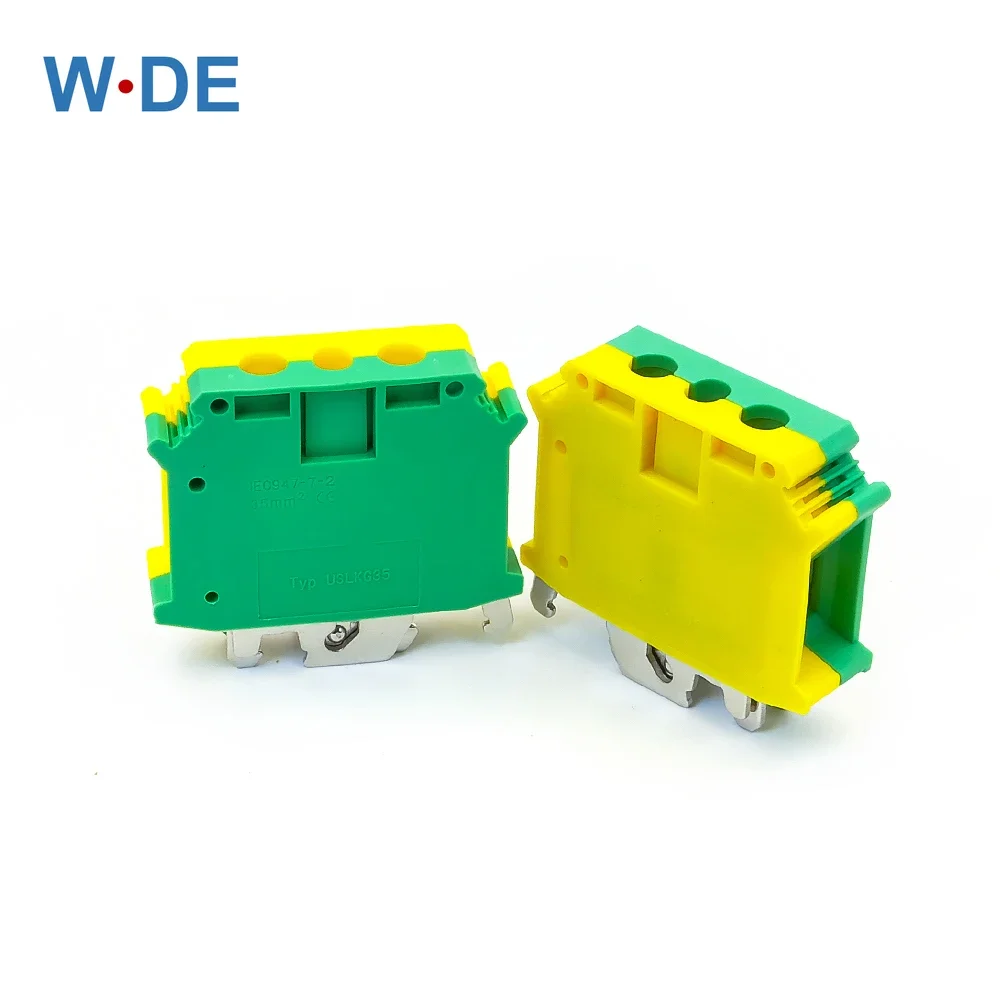 1 Piece PE Din Rail Terminal Blocks Ground UISLKG-35 Earth Universal Class Connector Screw Terminal Block UISLKG35