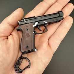 1/3 M92F Pistol Shape Keychain Shell Eject Metal Gun Model Disassemb Key Chain Gadgets Pendant Ornament for Gift for Men Friends