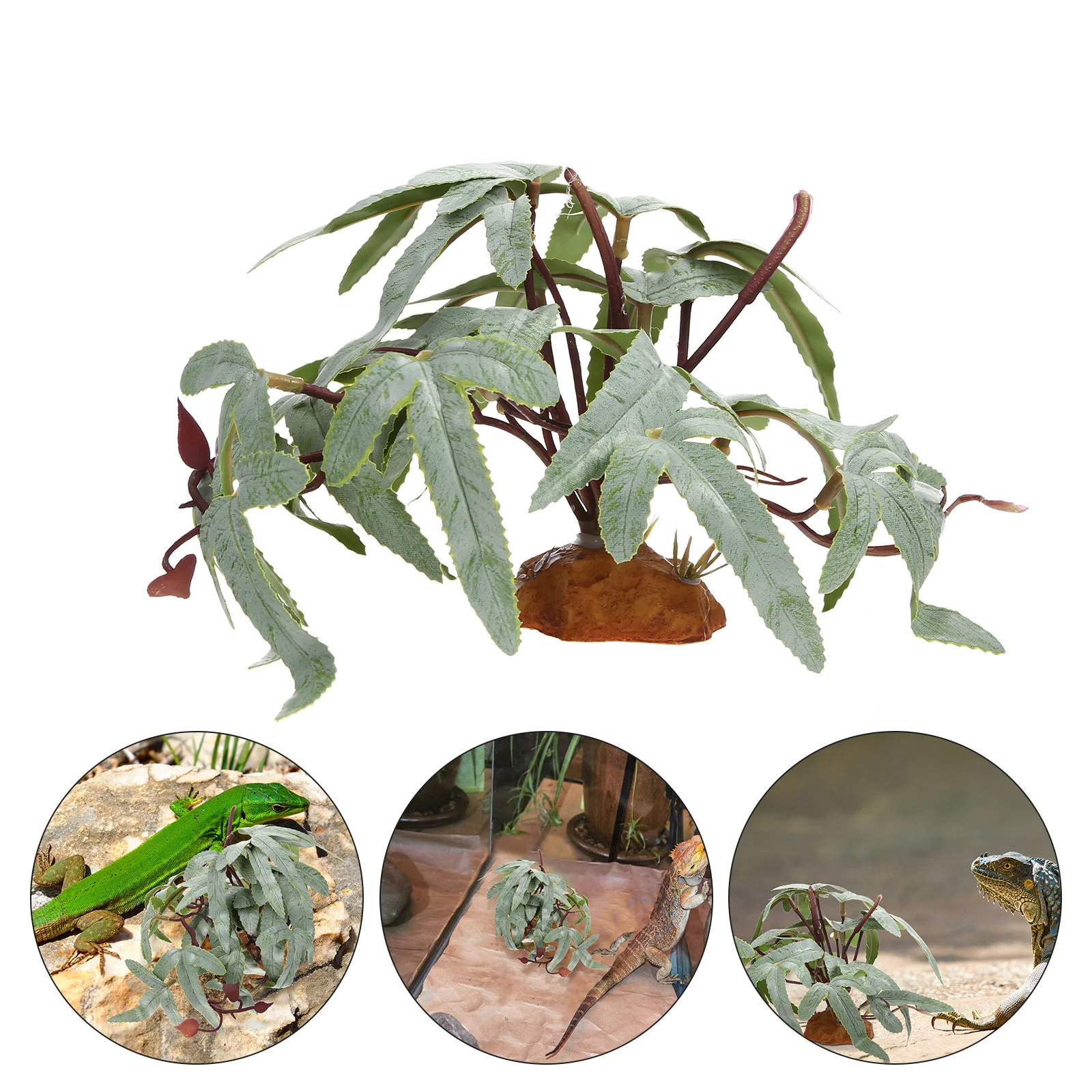 نباتات مقلدة لصندوق الزواحف نباتات خضراء اصطناعية ديكور واقعي من الراتنج المقاوم للماء لسرطان السلطعون الشيح #2