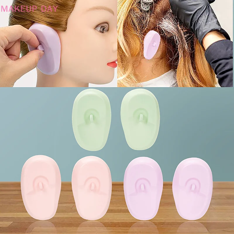 Couvre-oreilles en silicone imperméable pour salon, protection contre la coloration des cheveux et la embau, cache-oreilles, casquettes de douche, accessoires de coiffure, 2 pièces