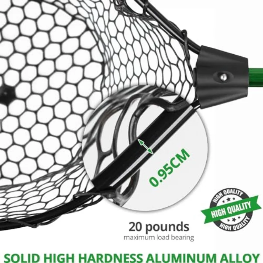 Rubber Fishing Net with Telescoping Handle - High Strength Landing Net for Fishing with Soft Rubber Netting, Two Sizes Options - view 2