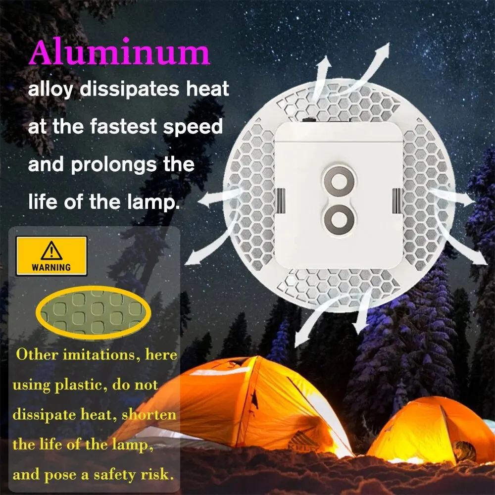 LED Rechargeable Brighter Camping Lantern Magnet Strong Light Portable Lighting Flashlights Tent Lamp with Remote Control Case