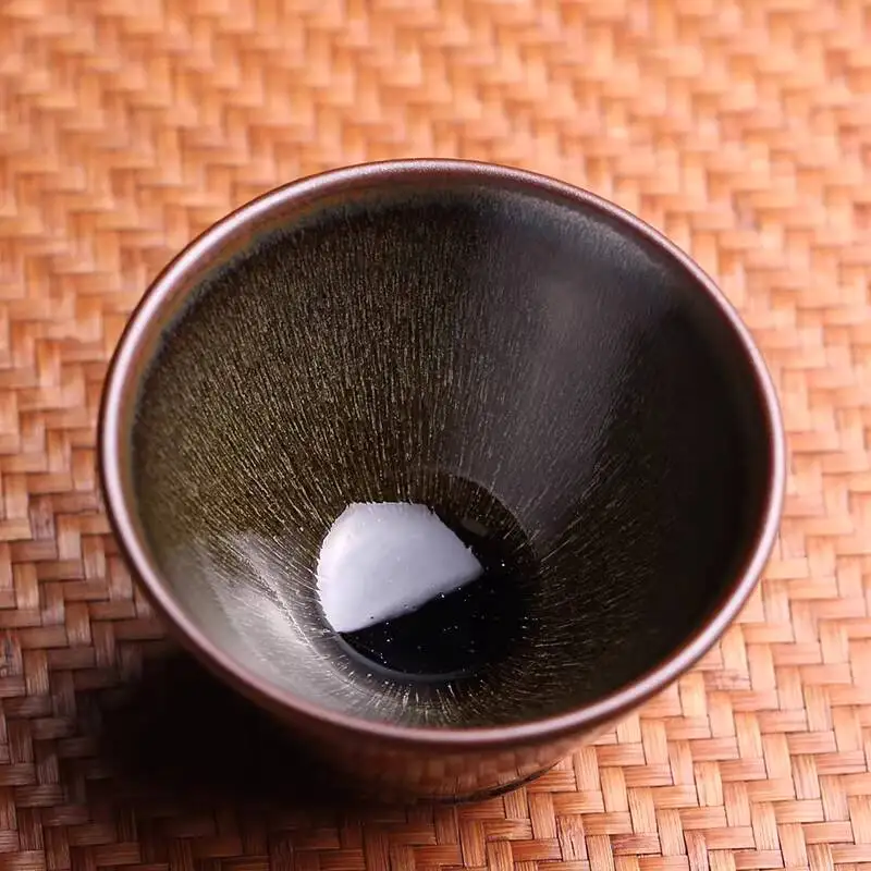Gao Jinming's Jianzhan Master Tasting Rabbit Hair Oil Drop Obsidian Fully Handmade Cup, Kung Fu Tea Set