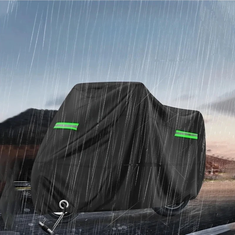 

Waterproof Motorcycle Cover, All-Weather Protective Bike Cover with Reflective Strips and Lock Holes