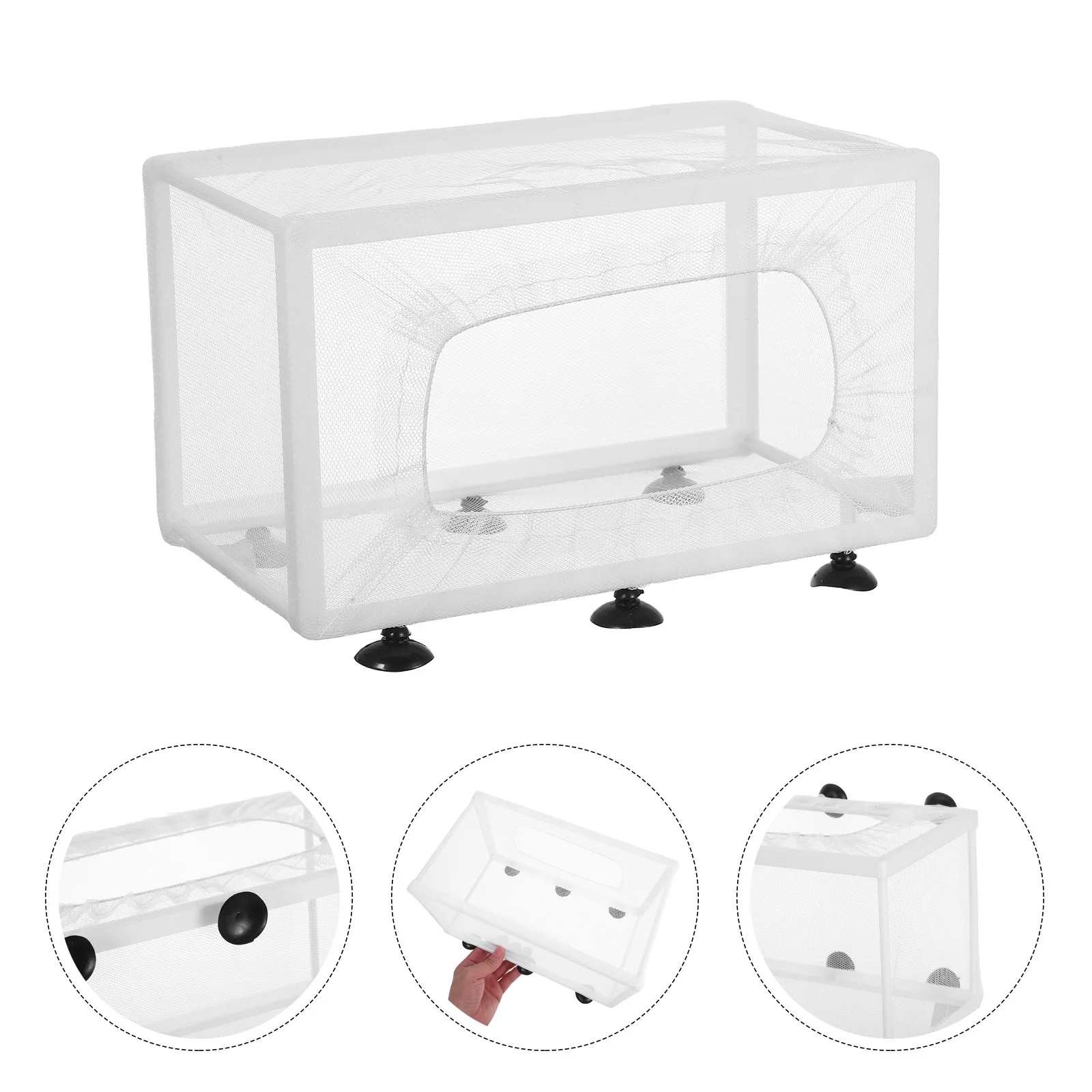 

Aquarium Fish Isolation Box Large Size With Suction Cups Polyester Net For Hatchery Fish Box For Hatchery Net