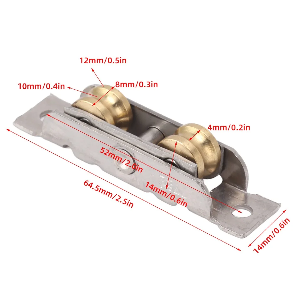 4 قطعة بكرات مزدوجة انزلاق الباب الأسطوانة الفولاذ المقاوم للصدأ ترادف بكرات انزلاق فناء الباب الأسطوانة الجمعية مع مسامير #6