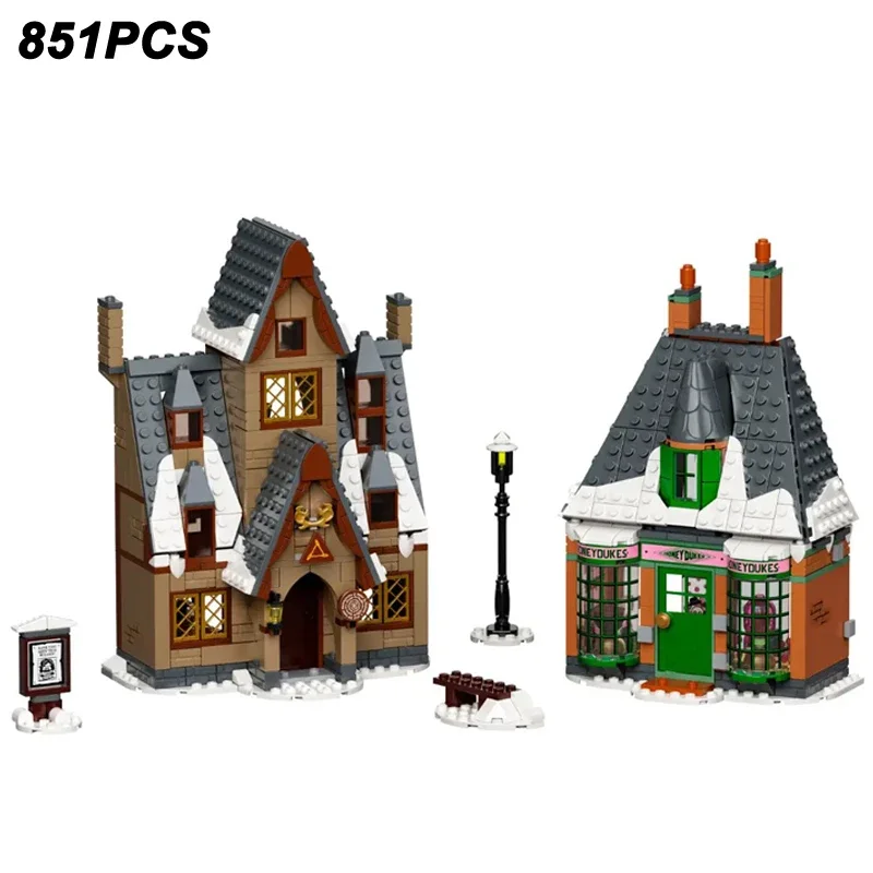 

851 шт. креативные строительные блоки Hogsmeade Village Visit 76388 с 7 фигурками MOC, строительные кирпичи, игрушки, подарок для детей