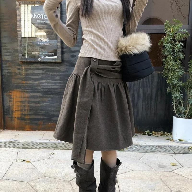 New Spring Fashion Skirt Women High Waist Solid Color Versatile Casual A-Line Mini Skirts Office Lady Elegant Jupe With Belt