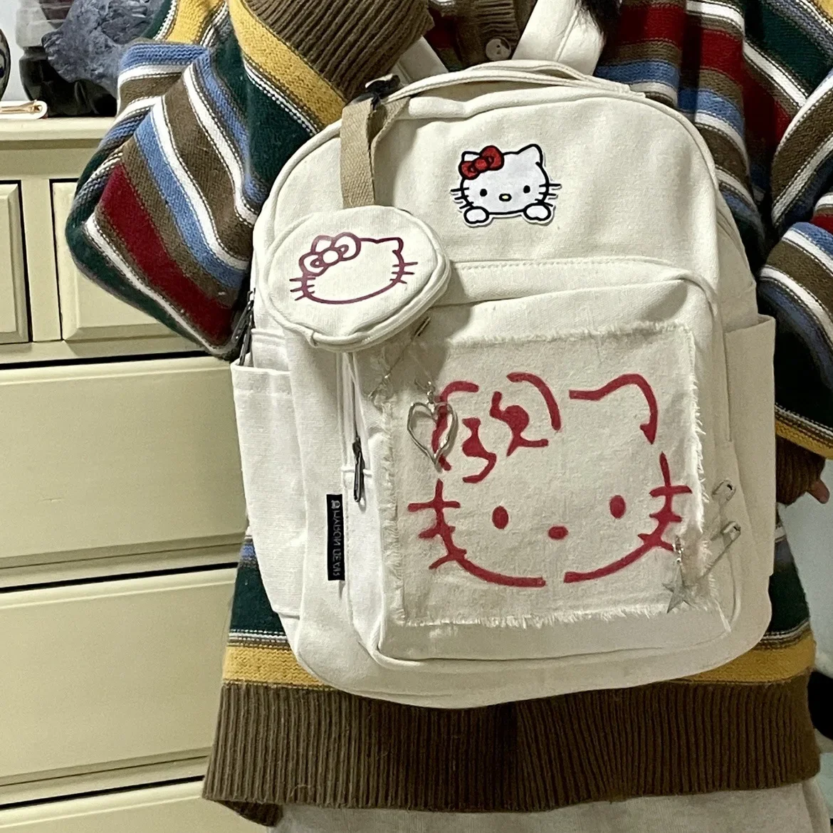 

Mochila Hello Kitty Sanrio Backpacks Girls Bookbag School Bags Cartoon Kids Rucksack Travel Rucksack Shoulder Bag Large Capacity