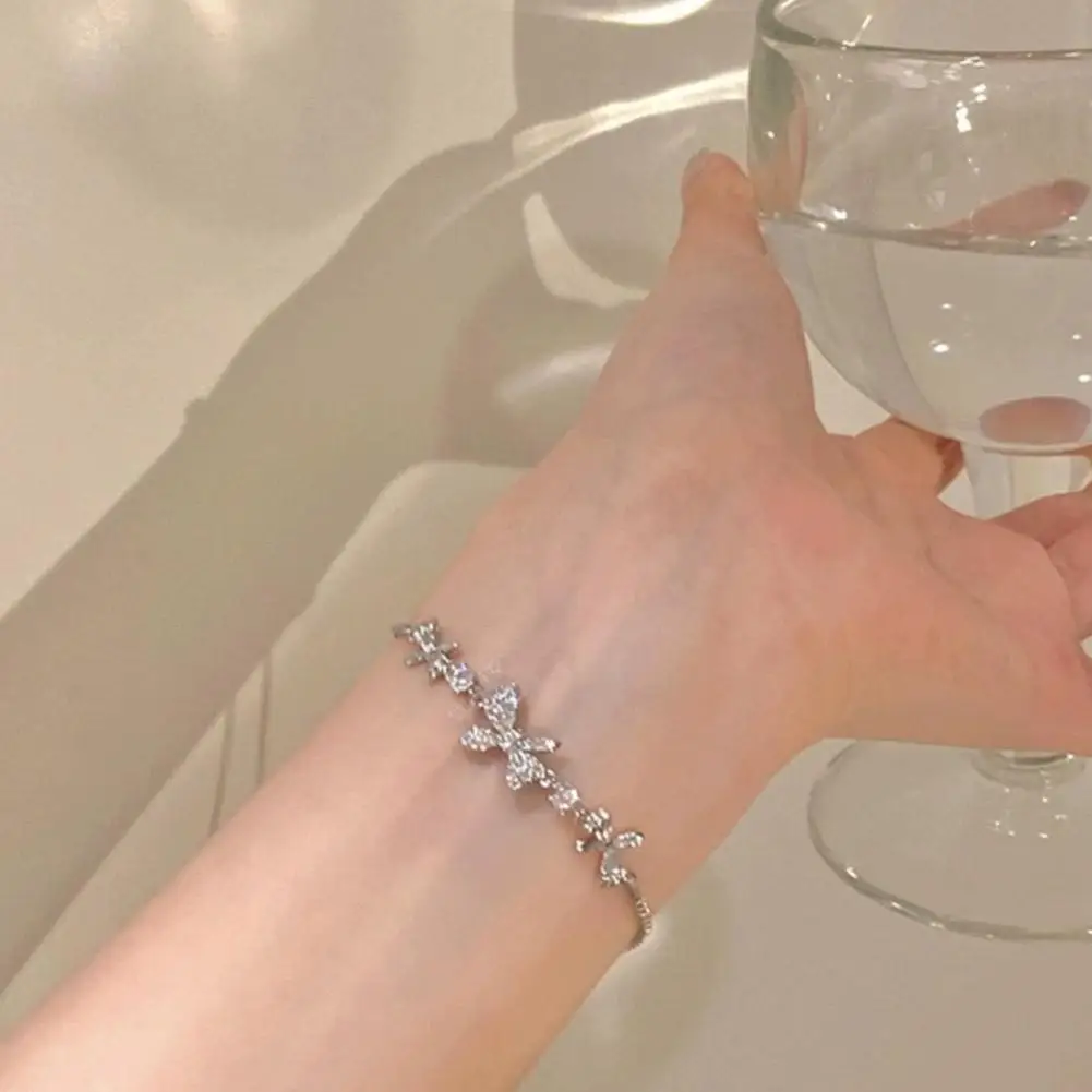 الحلو فراشة حجر الراين سوار للنساء الكورية Bowknot القوس تألق أساور بسيطة الزركون مجوهرات هدايا عيد الميلاد #3