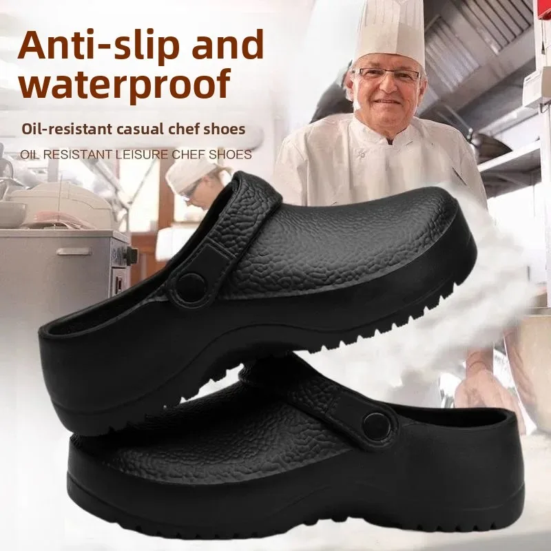 

Men's Slippers Waterproof Non Slip Kitchen Work Shoes Quality Outdoors Leisure Slippers for Man Comfort Soft Sole Baotou Sandals
