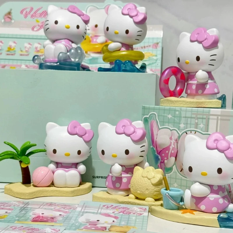 Kitty Wishing You Enjoy Happiness Series Scatola cieca in vinile Anime Cartoon Giocattolo carino Figura alla moda Modello Ornamento da tavolo Scatola misteriosa