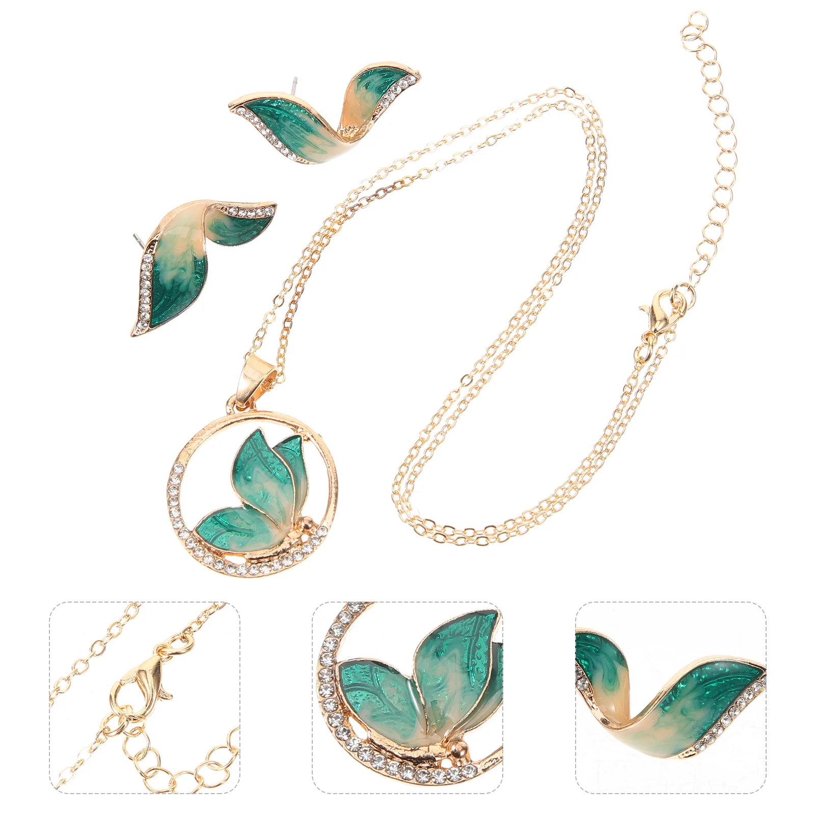 مجموعة قلادة وأقراط مجوهرات العروس الملونة نمط مزاجه سلسلة الترقوة الفاخرة اللؤلؤ قلادة مجموعة أقراط (B