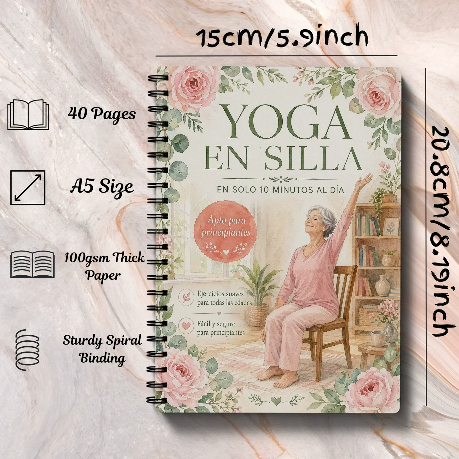 Spanish Version Yoga En Silla Guide Book Weight Loss, Muscle Strengthening & Flexibility - Beginner-Friendly Workout Suitable